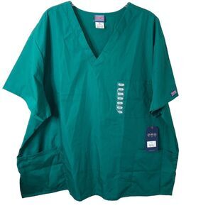Cherokee Workwear Authentic Scrub Top w/Pockets in Hunter Green Unisex Size 3XL
